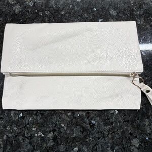 NWOT Rachel Miriam Women’s The Patch RM Logo Winter White Clutch